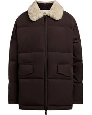 12 STOREEZ Shearling-Collar Down Jacket - Black
