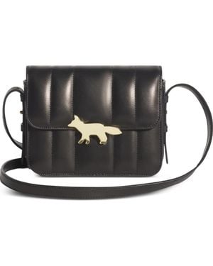 Maison Kitsuné Sac Porté Épaule Matelassé À Motif Renard - Black