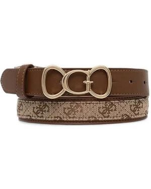 Guess Monogram-Print Reversible Belt - Brown