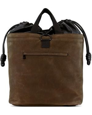 Loewe Squad Drawstring Leather Backpack - Brown