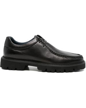 SERGIO MORETTI FIRENZE Grain-Leather Lug-Sole Lace-Up Derby Shoes - Black