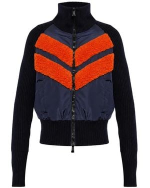 DSquared² Chevron-Fleece Knitted-Sleeve Jacket - Blue