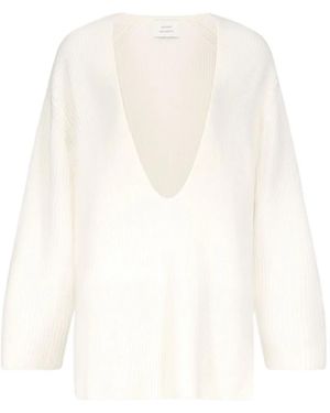 Loulou de Saison Gabe Ribbed U Neck Jumper - White