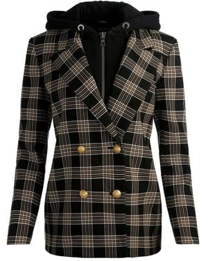Alice + Olivia Jordan Plaid Double-Breasted Jacket - Black