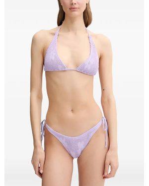 Bondeye Floral-Jacquard Crinkled Bikini Top - Pink