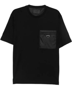 Prada Camisa Con Placa Del Logo Y Bolsillo De Parche - Negro