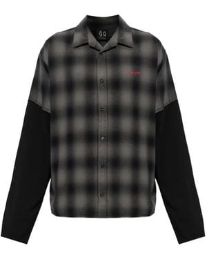 44 Label Group Check-Print Panelled Shirt - Black