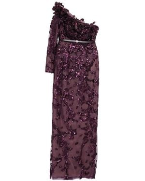 Saiid Kobeisy One-Shoulder Embroidered Tulle Dress - Purple