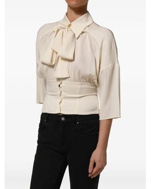 Dolce & Gabbana Bow-Detailed Gathered Blouse - White