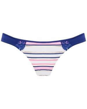 Beach Bunny Lace-Detail Striped Bikini Bottom - Blue