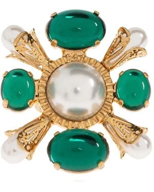 Balmain Crystal-Embellished Faux-Pearl Ring - Green