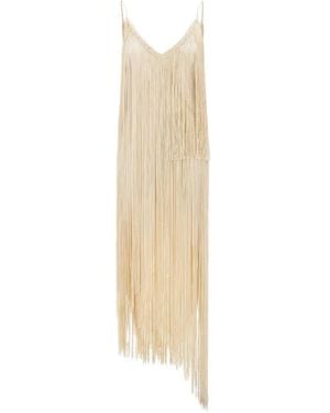 Bless Vestido Ebano Asimétrico Con Flecos - Blanco