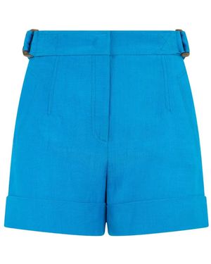 Alberta Ferretti Belted Turn-Up Shorts - Blue