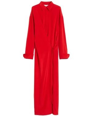 Sportmax Draped Wrap-Style Midi Dress - Red