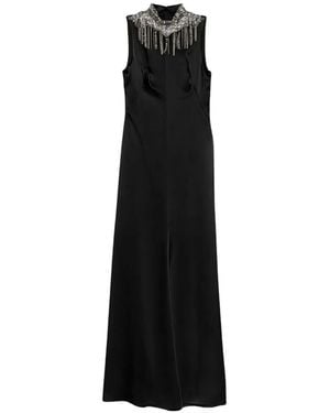McQueen Mock-Neck Sleeveless Maxi Dress - Black