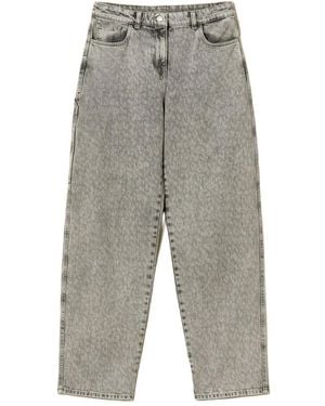 Twinset Utility-Pocket Logo-Patch Jeans - Gray