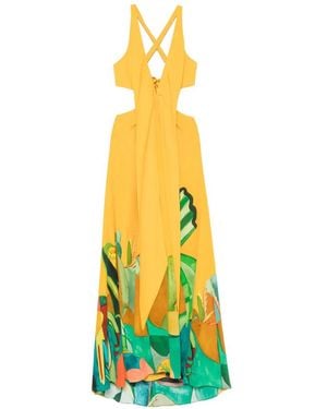 ALÉMAIS Mokshini Graphic-Print Cut-Out Maxi Dress - White