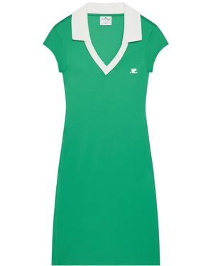 Courreges Vestido Corto Con Logo Bordado - Verde