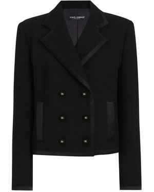 Dolce & Gabbana Blazer Con Bordo Satinato - Nero