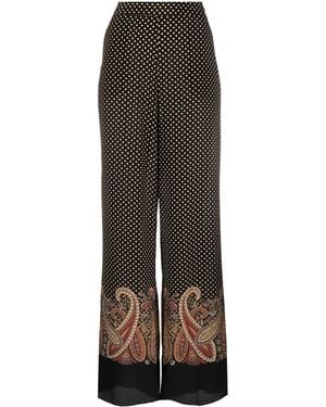 Etro Paisley-Print Wide-Leg Trousers - Black