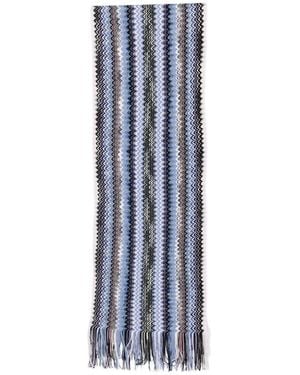 Missoni Zigzag Fringed Scarf - Blue