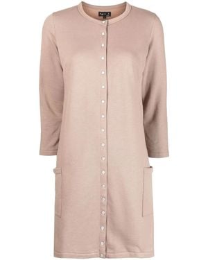 agnès b. Three-Quarter Sleeve Mini Shirt Dress - Natural