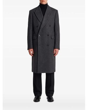 Lardini Double-Breasted Wool Coat - Black