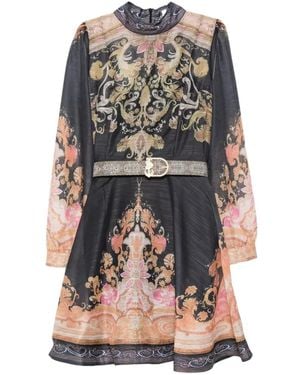 Paperlace Siria Print Belted Mini Dress - Blauw