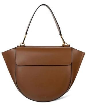Wandler Mittelgroße Hortensia Schultertasche mit gebogenem Gestell - Braun