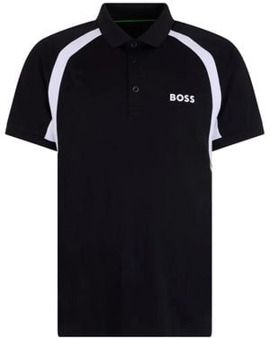 BOSS Contrast-Panel Cotton Polo Shirt - Black