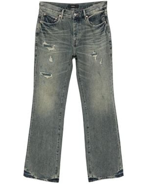 Purple Brand Distressed Paisley-Patch Bootcut Jeans - Grey