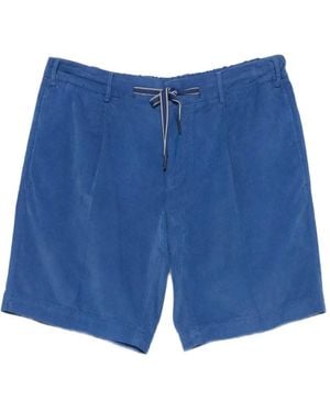 Biagio Santaniello Pleated Corduroy Shorts - Blue