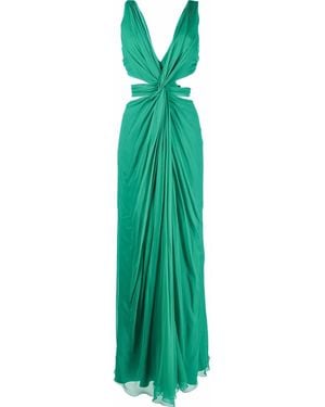 Alberta Ferretti Twist-Front Silk Gown - Green