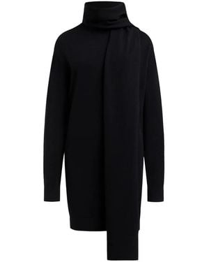 12 STOREEZ Merino Wool Blend Midi Dress - Black