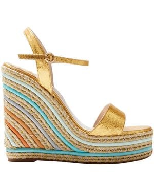 Sophia Webster Raffia wedge sandals - Mettallic