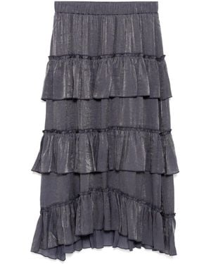 B+ AB Tiered Ruffle Midi Skirt - Grey