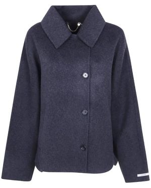 GIOVANNI PARIS Pascale Spread-Collar Button-Up Jacket - Blue