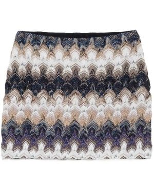 Missoni Zigzag-Knit Metallic Mini Skirt - Grey