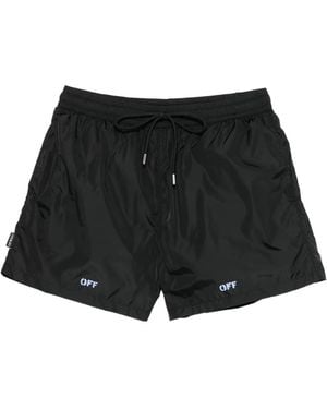 Off-White c/o Virgil Abloh Logo-Print Swim Shorts - Black