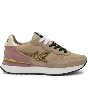 Sun 68 Stargirl Crystal-Embellished Panelled Trainers - White