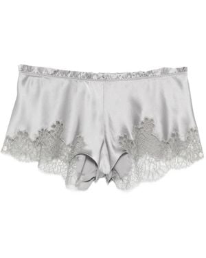 Carine Gilson Lace-Trim Silk Shorts - White