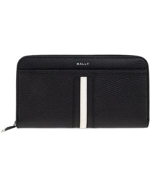 Bally Stripe Zip-Around Wallet - Black