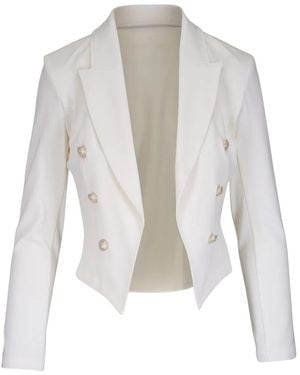 L'Agence Wayne Double-Breasted Cropped Blazer - White