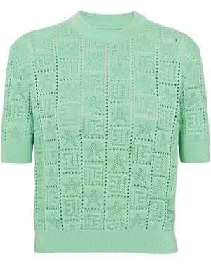 Balmain モノグラム オープンニット トップ - グリーン
