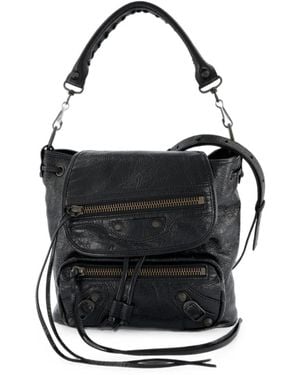 Balenciaga Small Le City Crinkled-Leather Backpack - Black