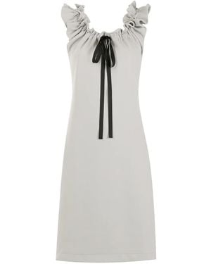 Gloria Coelho Gathered-Neckline Midi Dress - Gray