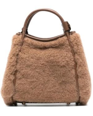 Max Mara Extra-Kleine Marine Tasche Aus Teddy-Stoff - Braun