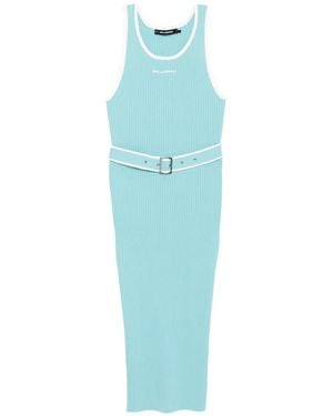 Karl Lagerfeld Logo-Embroidered Dress - Blue