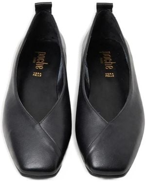 Poche Paris Bailarinas De Ante Con Puntera Cuadrada - Negro