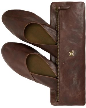 RRL Leather Slip-On Slippers - Brown